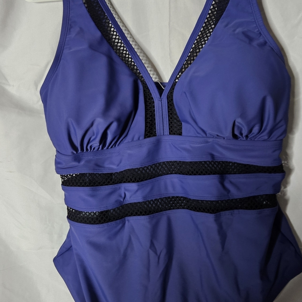 Cupshe Purple and Black Mesh One Piece Swimsuit